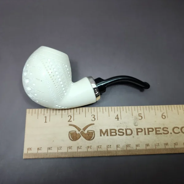 MBSD Meerschaum Silver Reverse Calabash Lattice Egg Block Meerschaum Pipe - Image 9