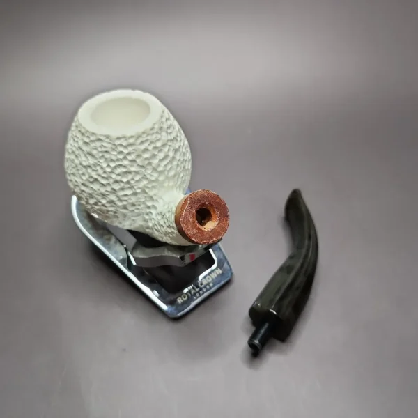 MBSD Meerschaum Deluxe Rusticated Apple Block Meerschaum Pipe, Briar-Mortise - Image 10