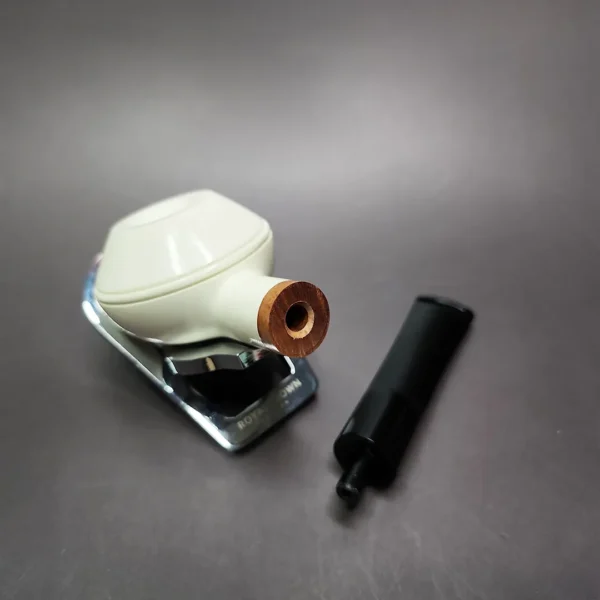 MBSD Meerschaum Deluxe Smooth Rhodesian Block Meerschaum Pipe, Briar-Mortise - Image 10