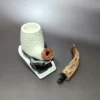 MBSD Meerschaum Deluxe Rusticated Bent Billiard Block Meerschaum Pipe Briar-Mortise - Image 10