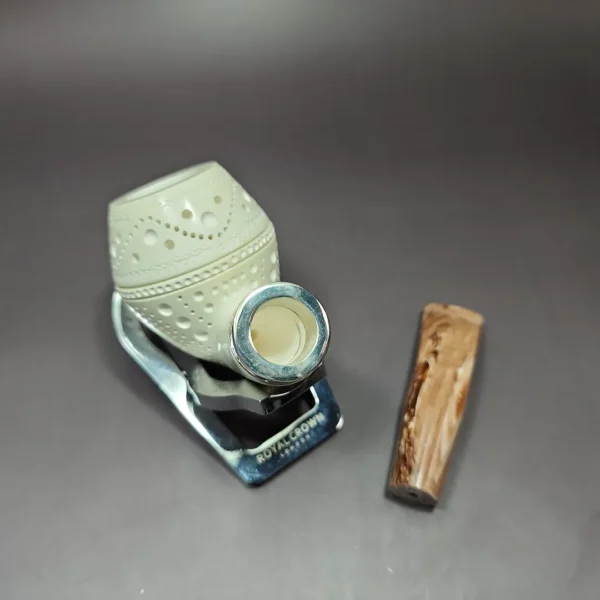 MBSD Meerschaum Silver Reverse Calabash Bulldog Block Meerschaum Pipe - Image 10