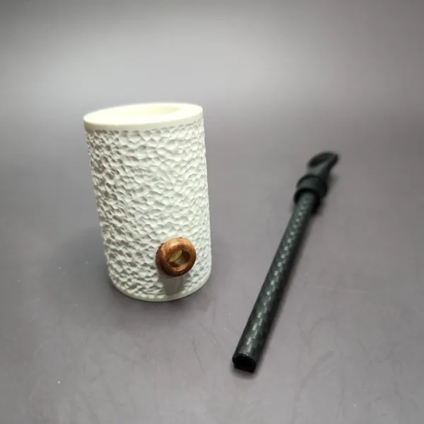 MBSD Meerschaum Deluxe Rusticated Poker Block Meerschaum Pipe, Briar-Mortise - Image 10