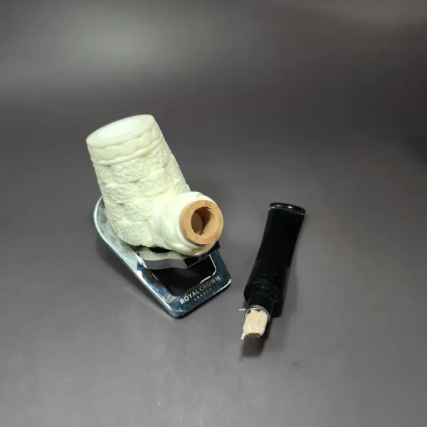 MBSD Meerschaum Deluxe Brick Stack Block Meerschaum Pipe, Briar-Mortise, 9mm - Image 11