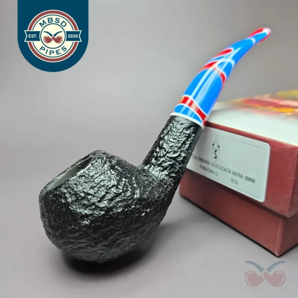 Savinelli Colombina 673 KS Rusticated Bulldog Black Briar Pipe, 6mm, New