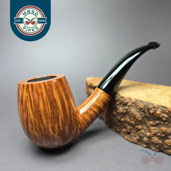 Wandi Riyadi Smooth Bent Billiard Handmade Briar Pipe, New
