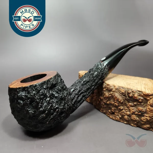 James Upshall Bark Rusticated Apple Estate Briar Pipe, Unsmoked