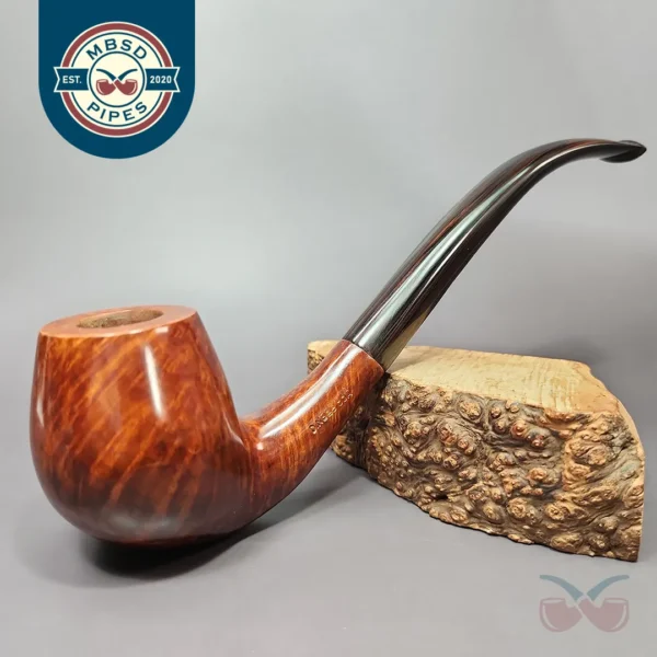 Dave Neeb Magnum Smooth Bent Billiard Handmade Briar Pipe, New