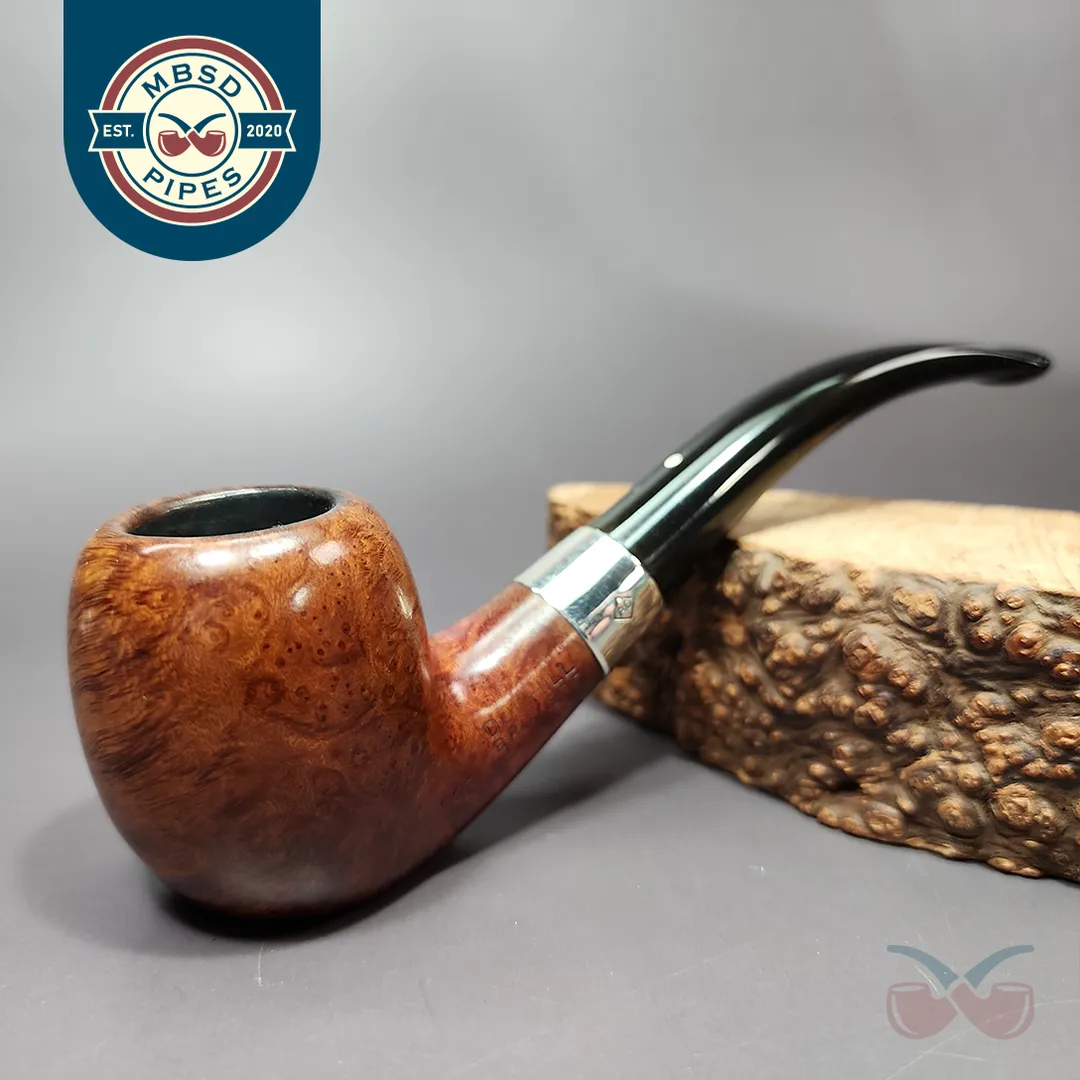 Dunhill 1973 Bruyere 926 Smooth Bent Billiard w/ Silver Estate Briar Pipe, English Estates