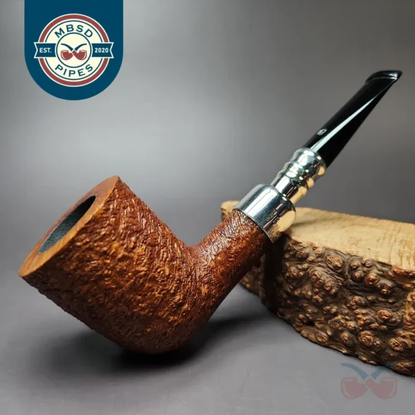 Elwood (Ferndown) Rusticated Silver Spigot Dublin Estate Briar Pipe, English Estates, 9mm