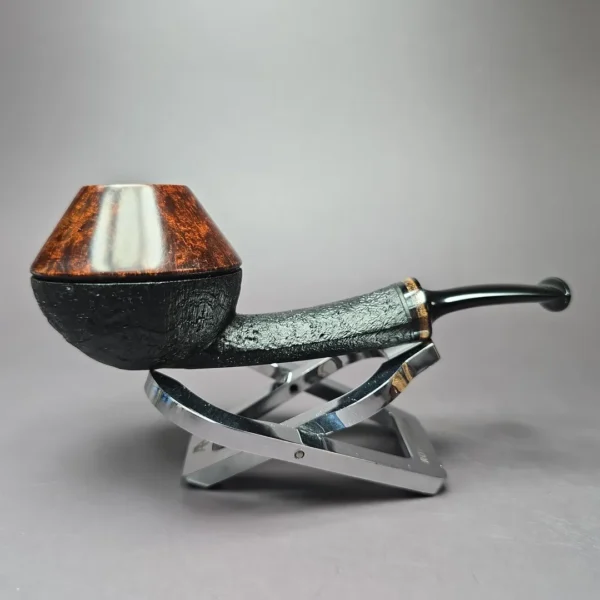 Vitale Partially Sandblasted Rhodesian (Two Star) Handmade Briar Pipe, New - Image 3