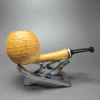 Vitale Sandblasted Ball w/ Galalith (Two Star) Handmade Briar Pipe, New - Image 3