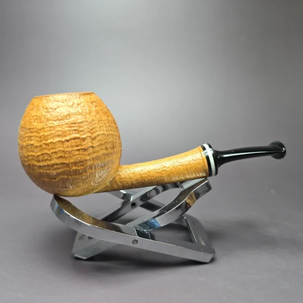 Vitale Sandblasted Ball w/ Galalith (Two Star) Handmade Briar Pipe, New - Image 3