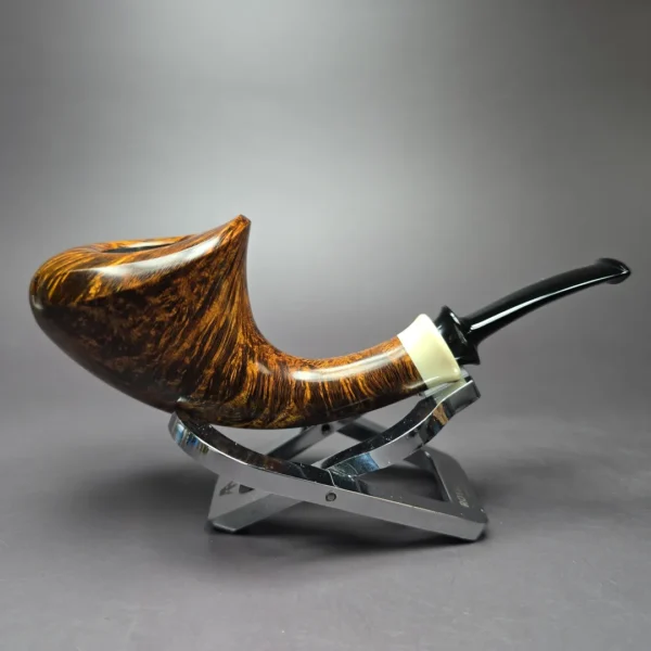 Wandi Riyadi Smooth Horn w/ Elforyn Handmade Briar Pipe, New - Image 3