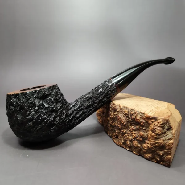James Upshall Bark Rusticated Apple Estate Briar Pipe, Unsmoked - Image 3