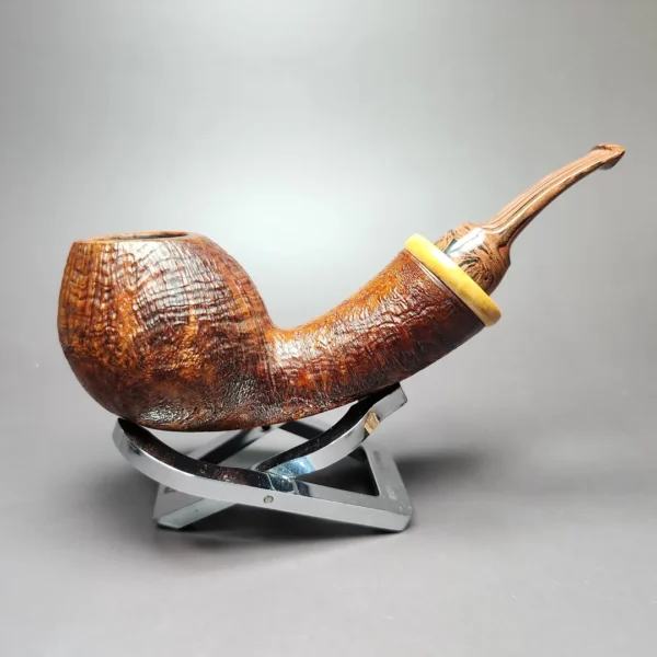 Denis Rusakov Sandblasted Fish w/ Boxwood Estate Briar Pipe, Other Estates - Image 3