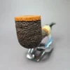 Preston Rogers Rusticated Billiard w/ Spalted Boxwood Handmade Briar Pipe, New - Image 4