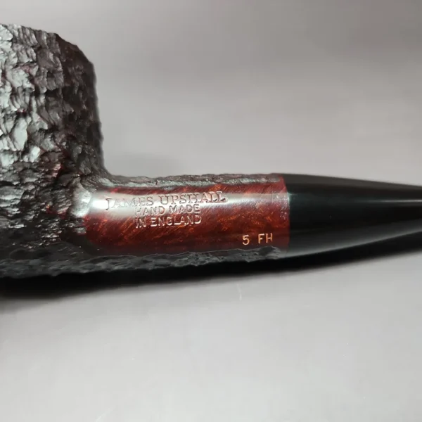 James Upshall Bark Group 5 Rusticated Pot Estate Briar Pipe, Unsmoked - Image 4