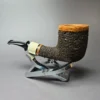 Preston Rogers Rusticated Billiard w/ Spalted Boxwood Handmade Briar Pipe, New - Image 5
