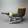 Preston Rogers Rusticated Billiard w/ Spalted Boxwood Handmade Briar Pipe, New - Image 6