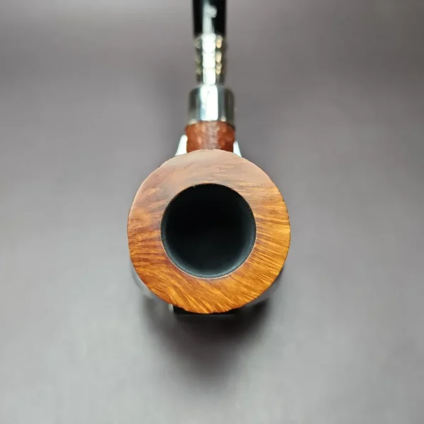 Elwood (Ferndown) Rusticated Silver Spigot Dublin Estate Briar Pipe, English Estates, 9mm - Image 6