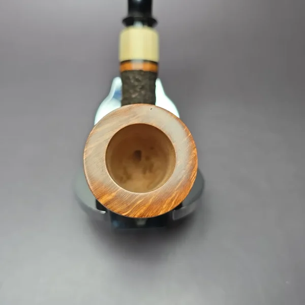 Preston Rogers Rusticated Billiard w/ Spalted Boxwood Handmade Briar Pipe, New - Image 7