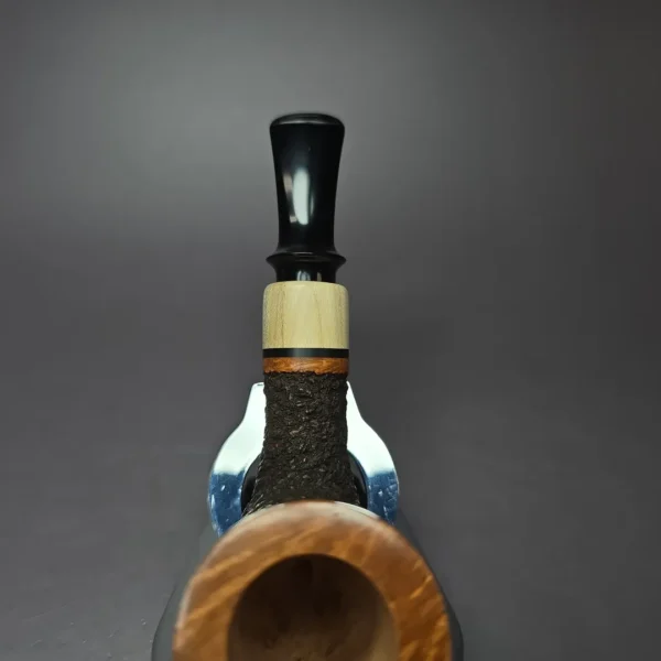 Preston Rogers Rusticated Billiard w/ Spalted Boxwood Handmade Briar Pipe, New - Image 8