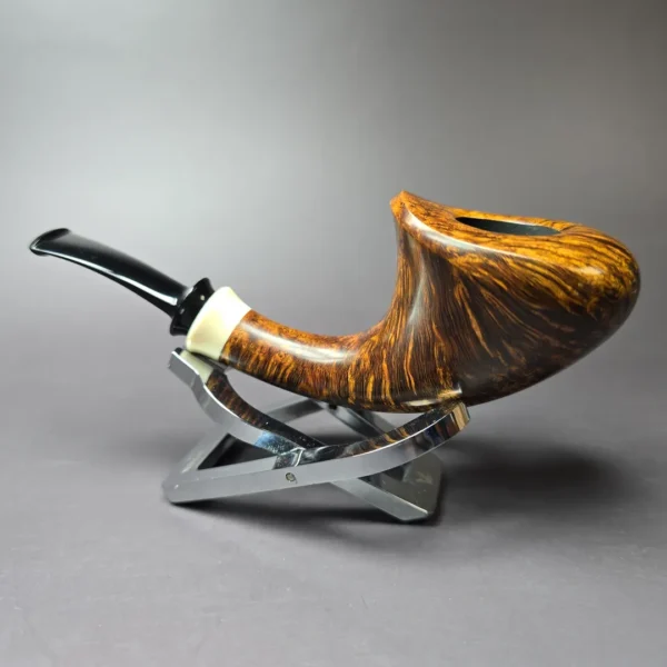 Wandi Riyadi Smooth Horn w/ Elforyn Handmade Briar Pipe, New - Image 8