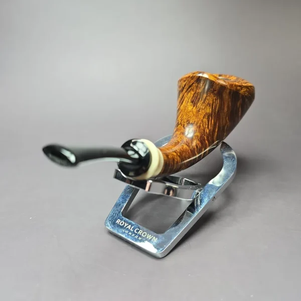 Wandi Riyadi Smooth Horn w/ Elforyn Handmade Briar Pipe, New - Image 9
