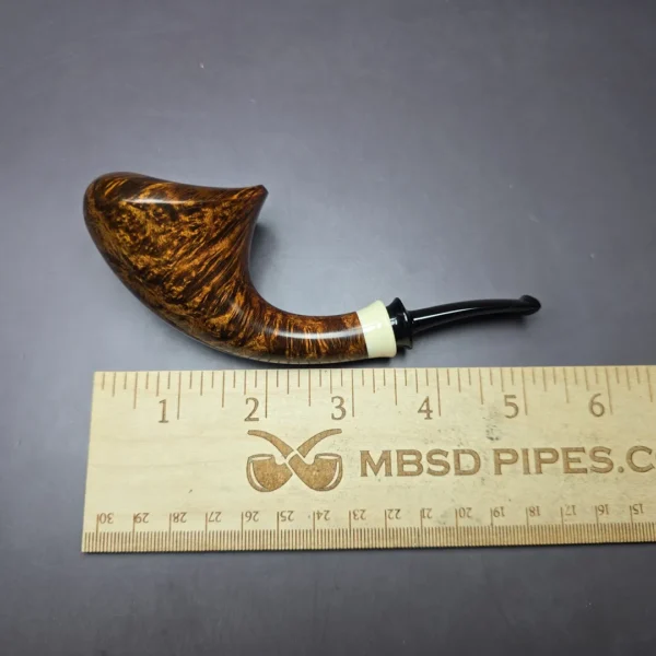 Wandi Riyadi Smooth Horn w/ Elforyn Handmade Briar Pipe, New - Image 10