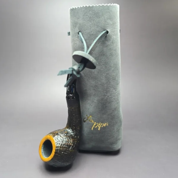 Xin Li Contrast Sandblasted Scoop Handmade Briar Pipe, New - Image 11