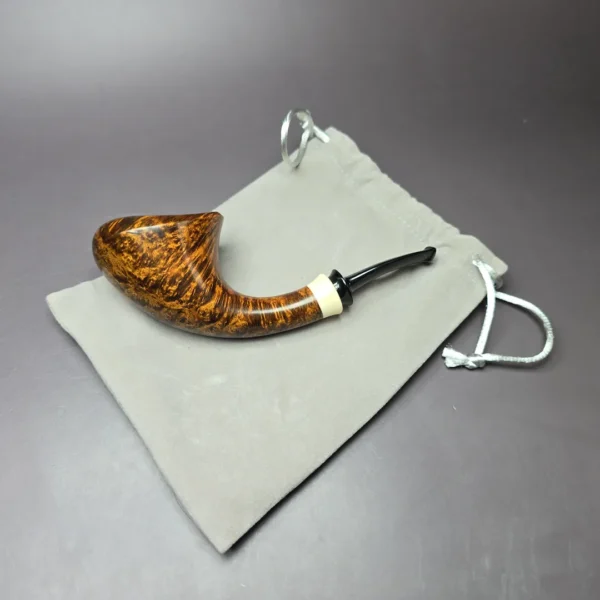 Wandi Riyadi Smooth Horn w/ Elforyn Handmade Briar Pipe, New - Image 13