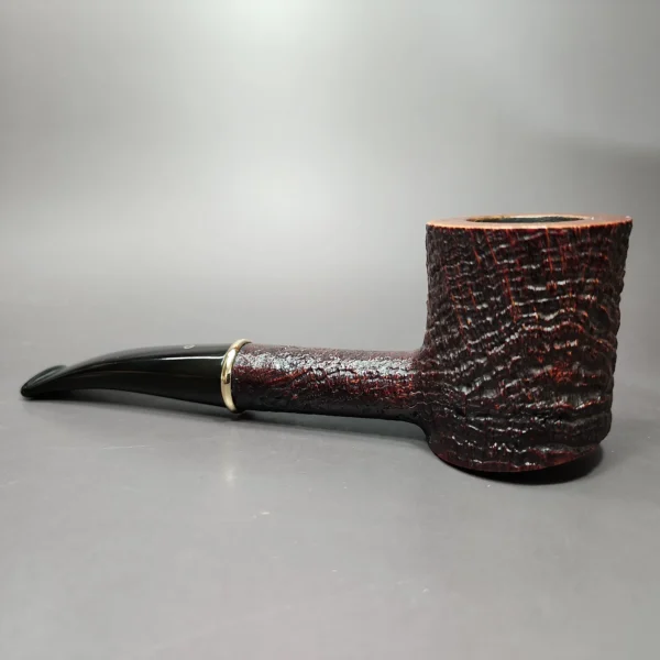 Ashton 1987 Pebble Grain LX Gold Band Sandblasted Poker Estate Briar Pipe, English Estates - Image 4