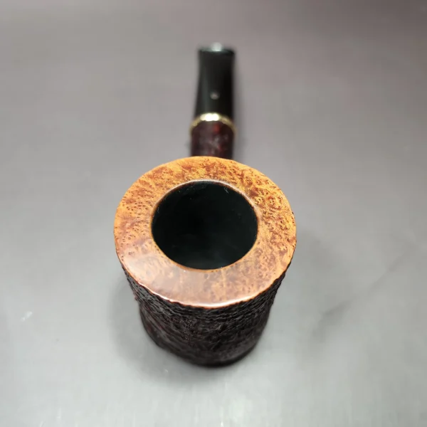 Ashton 1987 Pebble Grain LX Gold Band Sandblasted Poker Estate Briar Pipe, English Estates - Image 7