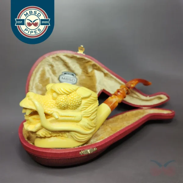 MBSD Meerschaum Masters by Kenan XL Chinese Dragon Block Meerschaum Pipe, New