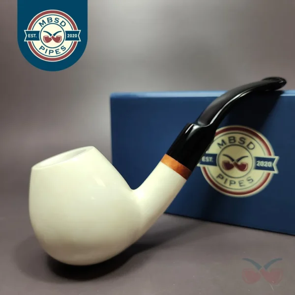 MBSD Meerschaum Deluxe Translucent Brandy Block Meerschaum Pipe, Briar-Mortise
