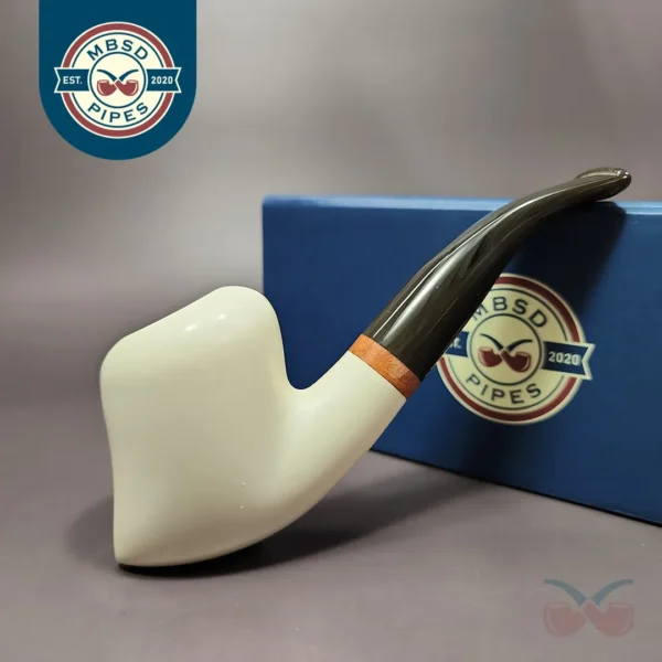 MBSD Meerschaum Deluxe Skater Block Meerschaum Pipe, Briar-Mortise, 9mm