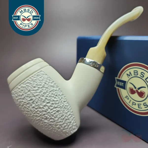 MBSD Meerschaum Silver Reverse Calabash Barrel Block Meerschaum Pipe