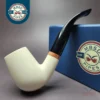 MBSD Meerschaum Deluxe Smooth Bent Billiard Block Meerschaum Pipe, Briar-Mortise