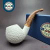 MBSD Meerschaum Deluxe Rusticated Apple Block Meerschaum Pipe, Briar-Mortise