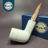 MBSD Meerschaum Silver Reverse Calabash Lattice Stack Block Meerschaum Pipe