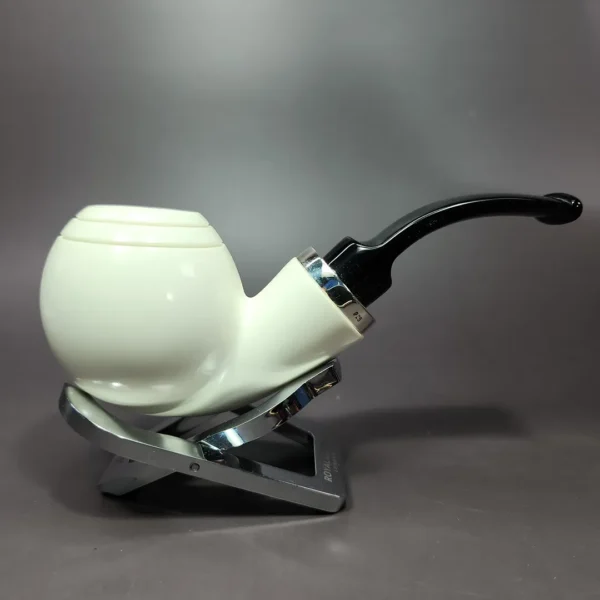 MBSD Meerschaum Deluxe Silver Reverse Calabash Danish Egg Block Meerschaum Pipe - Image 3