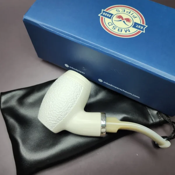 MBSD Meerschaum Silver Reverse Calabash Barrel Block Meerschaum Pipe - Image 3
