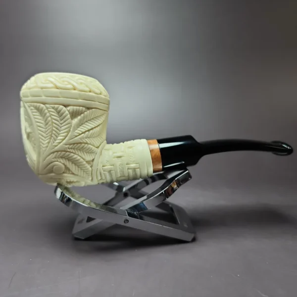 MBSD Meerschaum Deluxe Masonic Rhodesian Block Meerschaum Pipe, Briar-Mortise - Image 3
