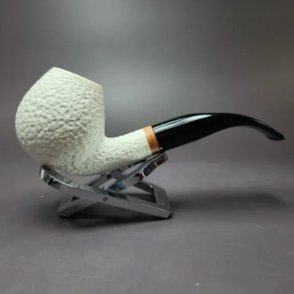 MBSD Meerschaum Deluxe Rusticated Brandy Block Meerschaum Pipe, Briar-Mortise - Image 3