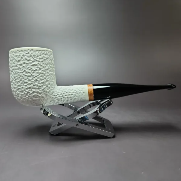 MBSD Meerschaum Deluxe Rusticated Large Billiard Block Meerschaum Pipe, Briar-Mortise - Image 3
