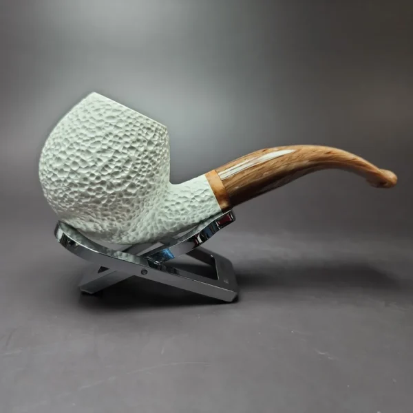 MBSD Meerschaum Deluxe Rusticated Apple Block Meerschaum Pipe, Briar-Mortise - Image 3
