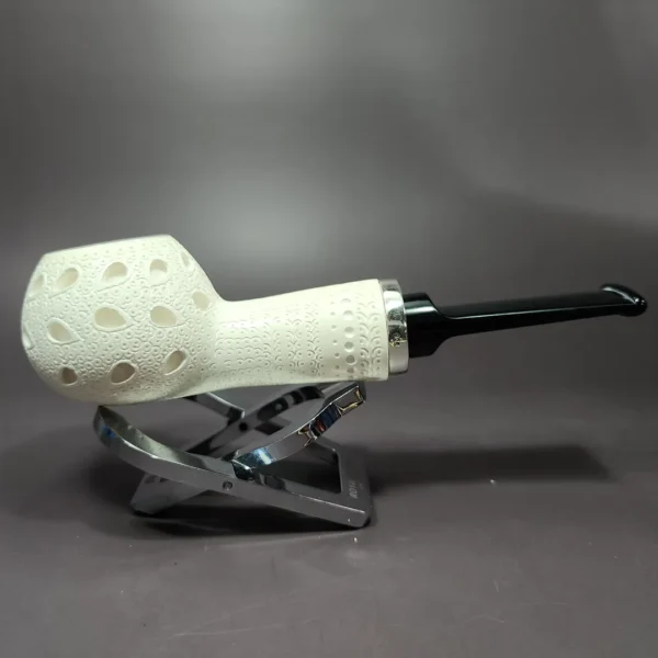 MBSD Meerschaum Silver Reverse Calabash Lattice Tomato Block Meerschaum Pipe - Image 3