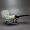 MBSD Meerschaum Deluxe Rusticated Billiard Block Meerschaum Pipe, Briar-Mortise - Image 4