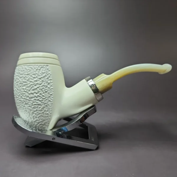 MBSD Meerschaum Silver Reverse Calabash Barrel Block Meerschaum Pipe - Image 4