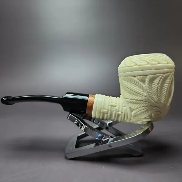 MBSD Meerschaum Deluxe Masonic Rhodesian Block Meerschaum Pipe, Briar-Mortise - Image 4